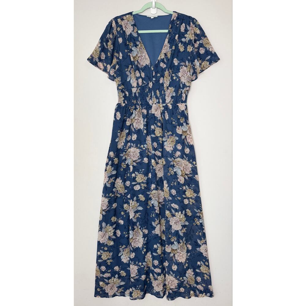 Baltic Born Birdie Maxi Dress Blue Blush Floral Large Wedding Guest Photoshoot - Picture 6 of 14